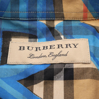 グラフィティ プリント ヴィンテージ ノバチェック シャツ コットン ベージュ ブルー マルチカラー バーバリー トップス BURBERRY