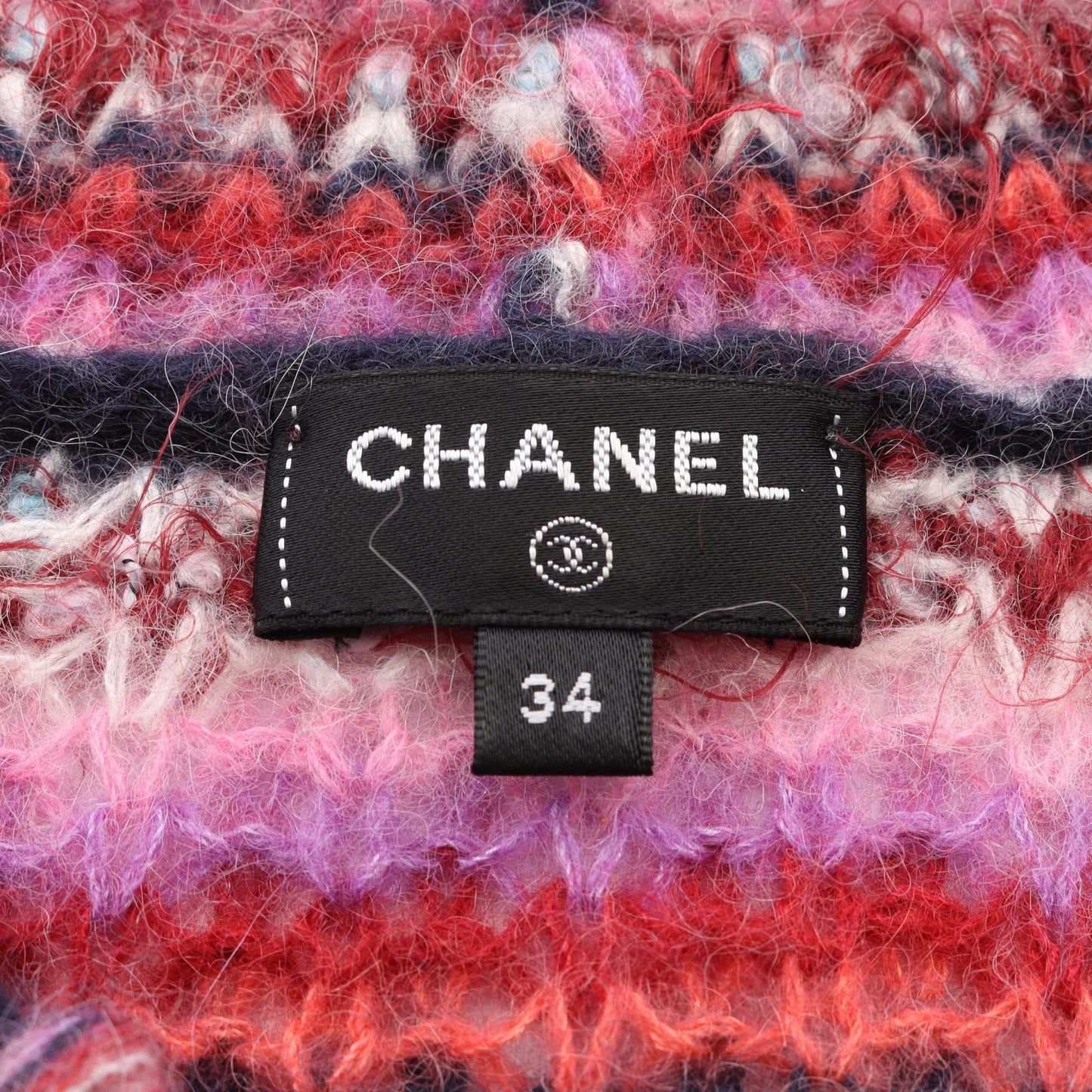 ココマークボタン ニット Vネック ボーダー アルパカ ナイロン シルク パープル マルチカラー シャネル トップス CHANEL