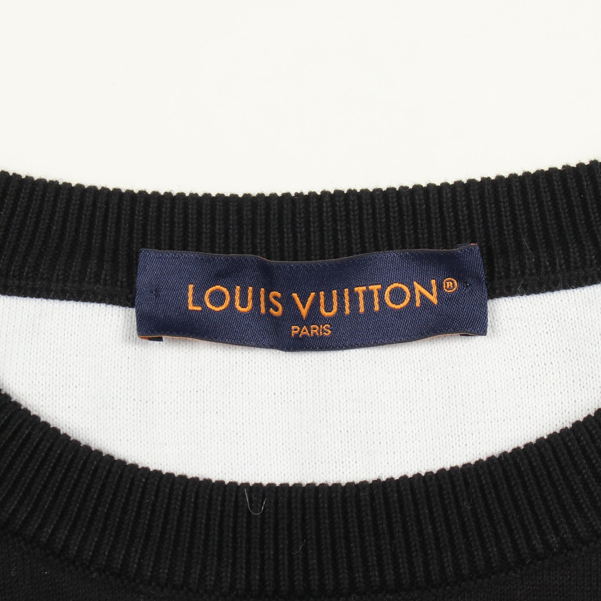 モノグラムグラディエント ニット クルーネック コットン ブラック ホワイト ルイヴィトン トップス LOUIS VUITTON