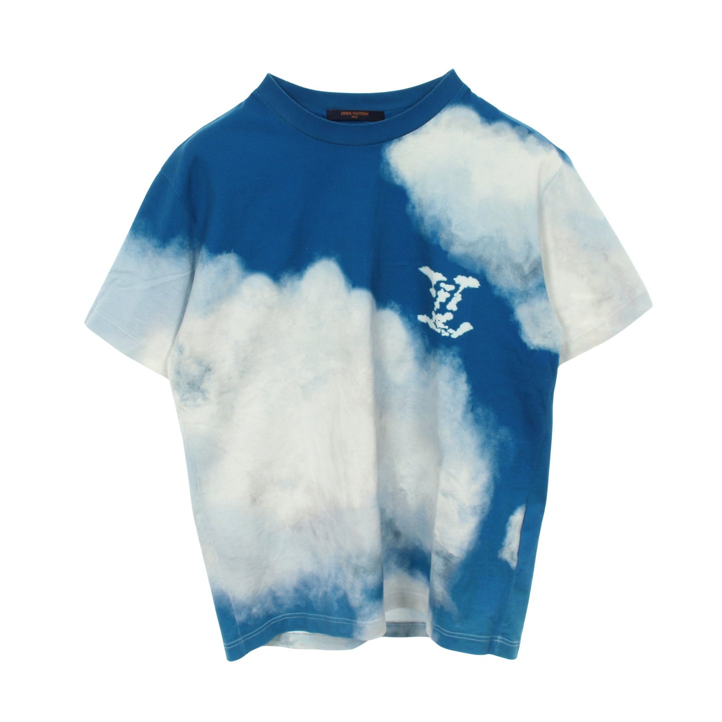 クラウドプリント 半袖Tシャツ クルーネック コットン ブルー ホワイト ルイヴィトン トップス LOUIS VUITTON