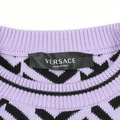 メデューサ ニット クルーネック ウール コットン ライトパープル ブラック ヴェルサーチ トップス Versace