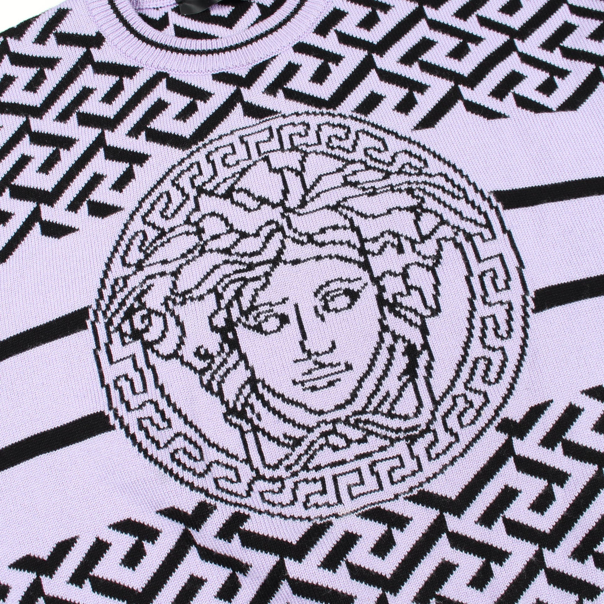 メデューサ ニット クルーネック ウール コットン ライトパープル ブラック ヴェルサーチ トップス Versace