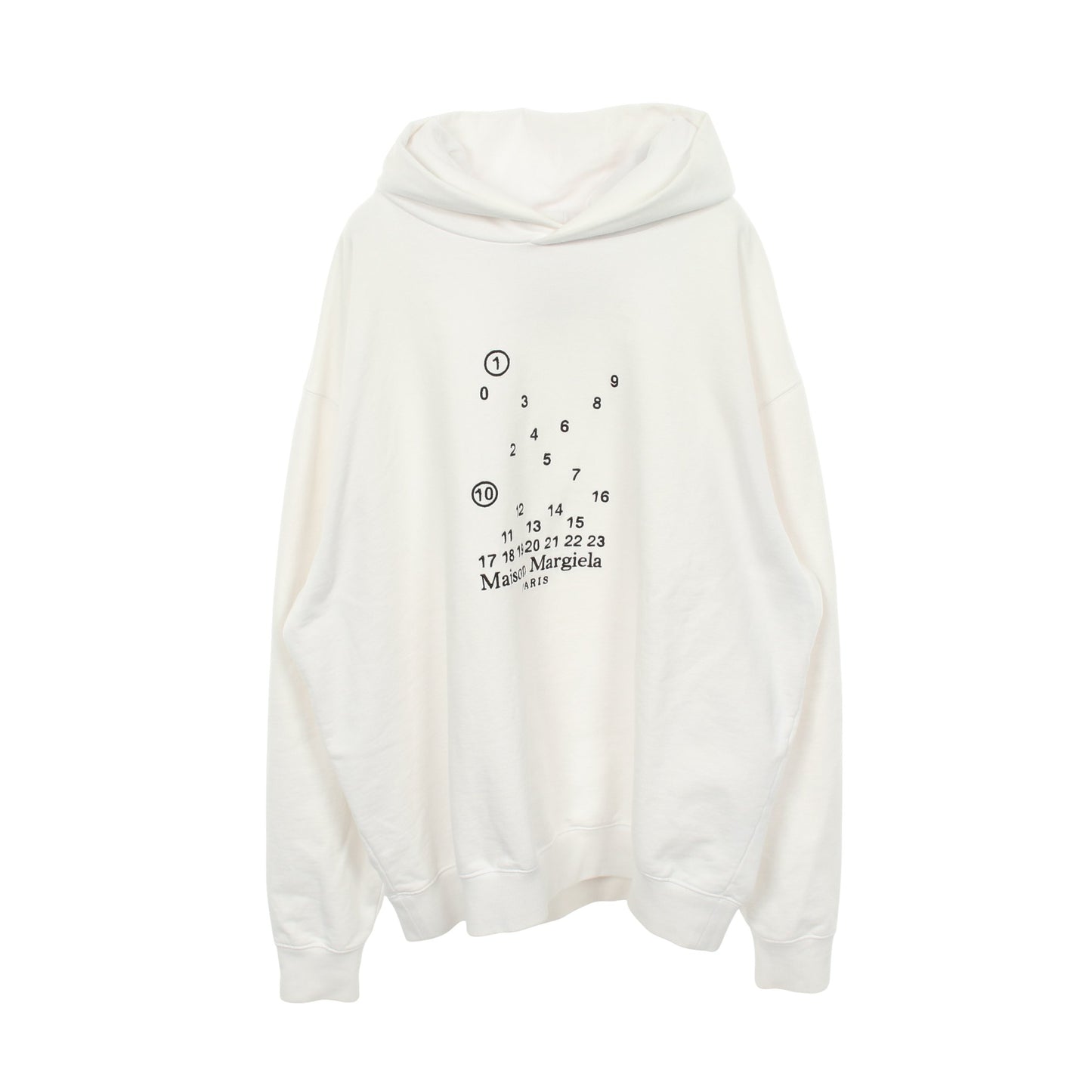 ナンバリングロゴ刺繍 プルオーバーパーカー コットン ホワイト メゾンマルジェラ トップス Maison Margiela