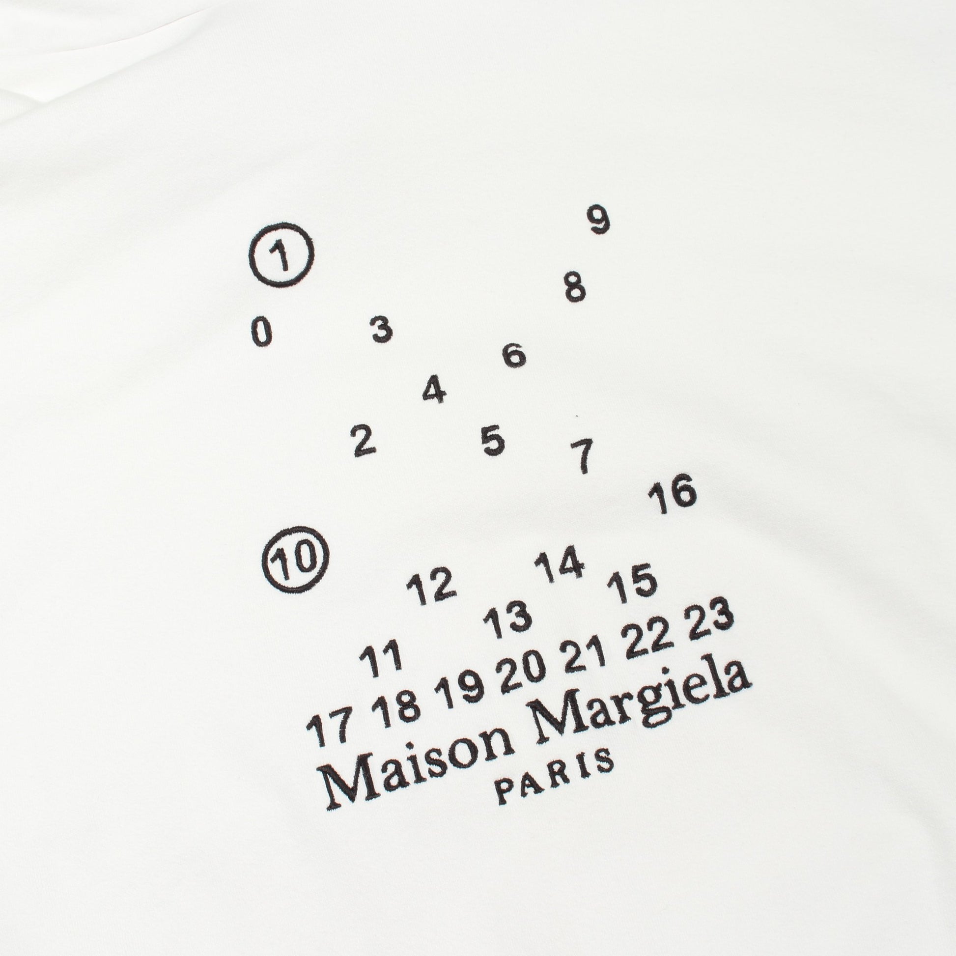 ナンバリングロゴ刺繍 プルオーバーパーカー コットン ホワイト メゾンマルジェラ トップス Maison Margiela