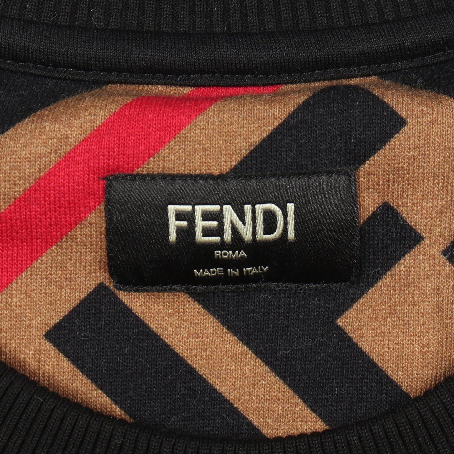ズッカ スウェットシャツ コットン カーキブラウン ブラック レッド 裏起毛 フェンディ トップス FENDI