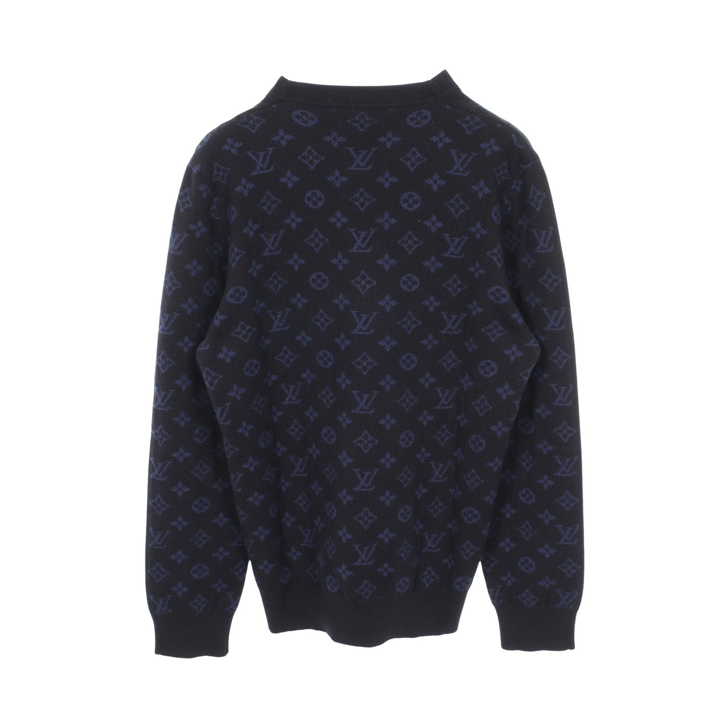 ハーフアンドハーフモノグラム ニット クルーネック カシミヤ ウール ダークネイビー ルイヴィトン トップス LOUIS VUITTON