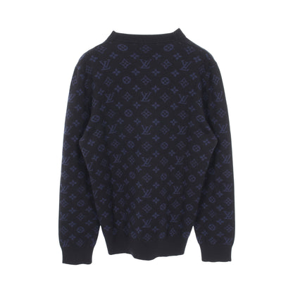 ハーフアンドハーフモノグラム ニット クルーネック カシミヤ ウール ダークネイビー ルイヴィトン トップス LOUIS VUITTON