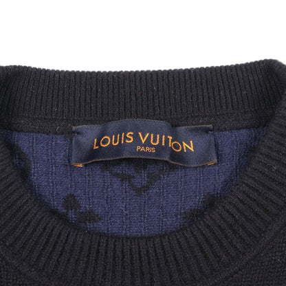 ハーフアンドハーフモノグラム ニット クルーネック カシミヤ ウール ダークネイビー ルイヴィトン トップス LOUIS VUITTON