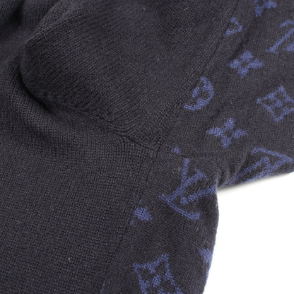 ハーフアンドハーフモノグラム ニット クルーネック カシミヤ ウール ダークネイビー ルイヴィトン トップス LOUIS VUITTON
