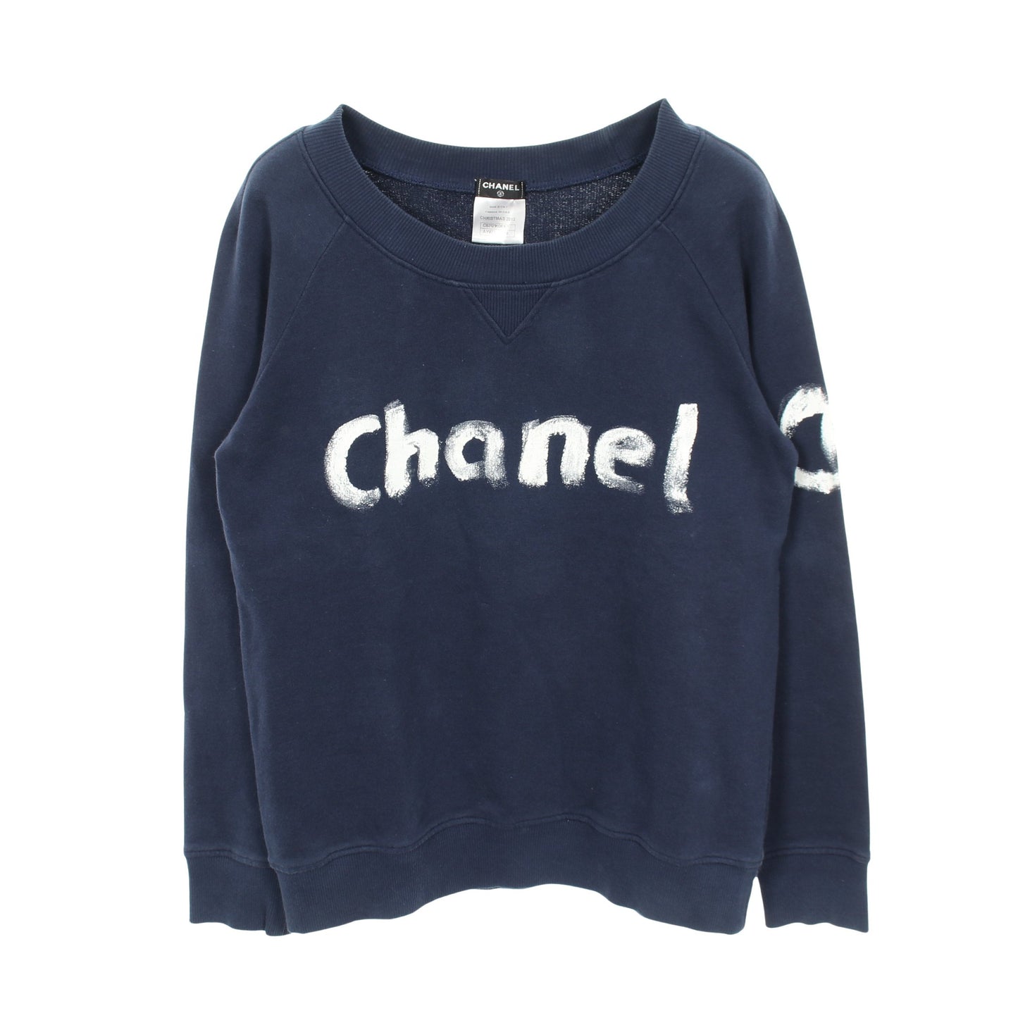 CHRISTMAS2013 スウェットシャツ クルーネック ロゴ コットン ネイビー シャネル トップス CHANEL