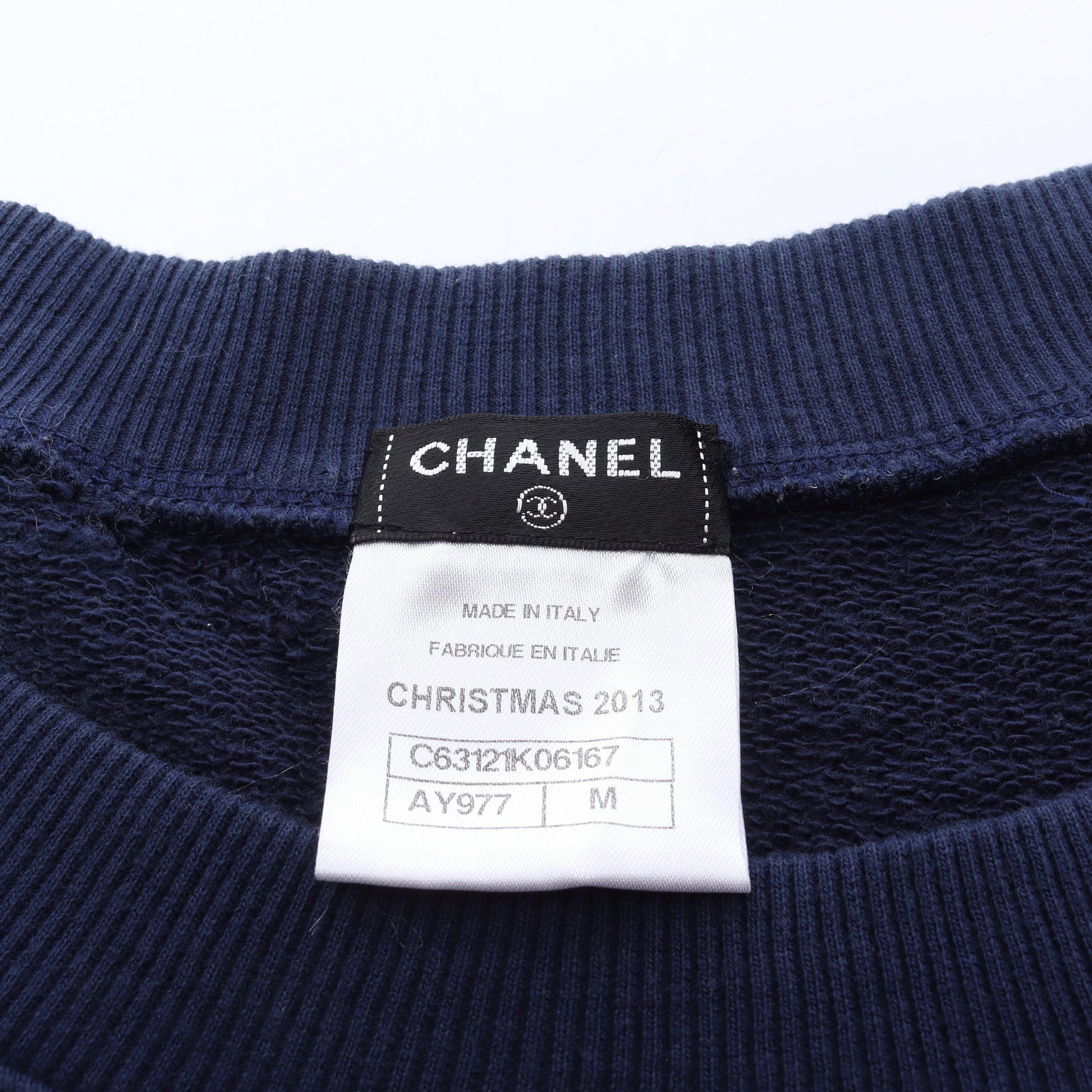 CHRISTMAS2013 スウェットシャツ クルーネック ロゴ コットン ネイビー シャネル トップス CHANEL