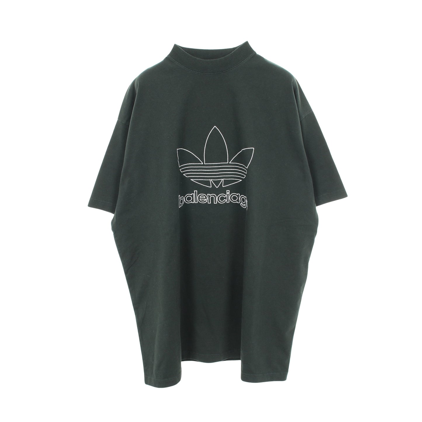 BALENCIAGA × adidas トレフォイル 半袖Tシャツ クルーネック 刺繍 コットン ダークグリーン バレンシアガ トップス BALENCIAGA