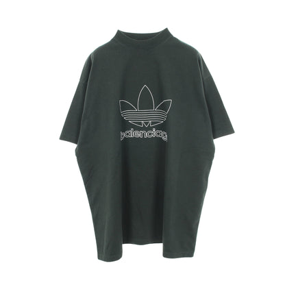 BALENCIAGA × adidas トレフォイル 半袖Tシャツ クルーネック 刺繍 コットン ダークグリーン バレンシアガ トップス BALENCIAGA