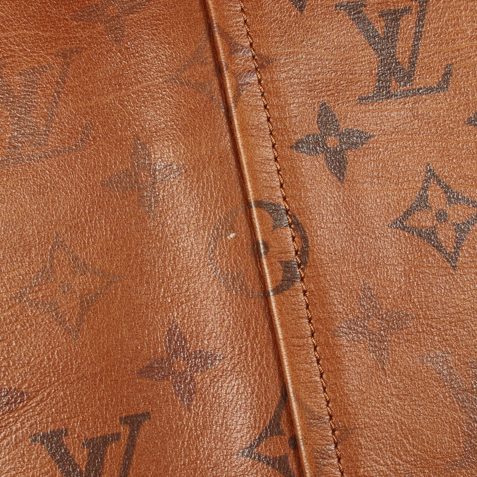 モノグラム バイカラージップアップ スカート レザー ライトブラウン ブラック ルイヴィトン ボトムス LOUIS VUITTON
