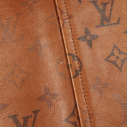 モノグラム バイカラージップアップ スカート レザー ライトブラウン ブラック ルイヴィトン ボトムス LOUIS VUITTON