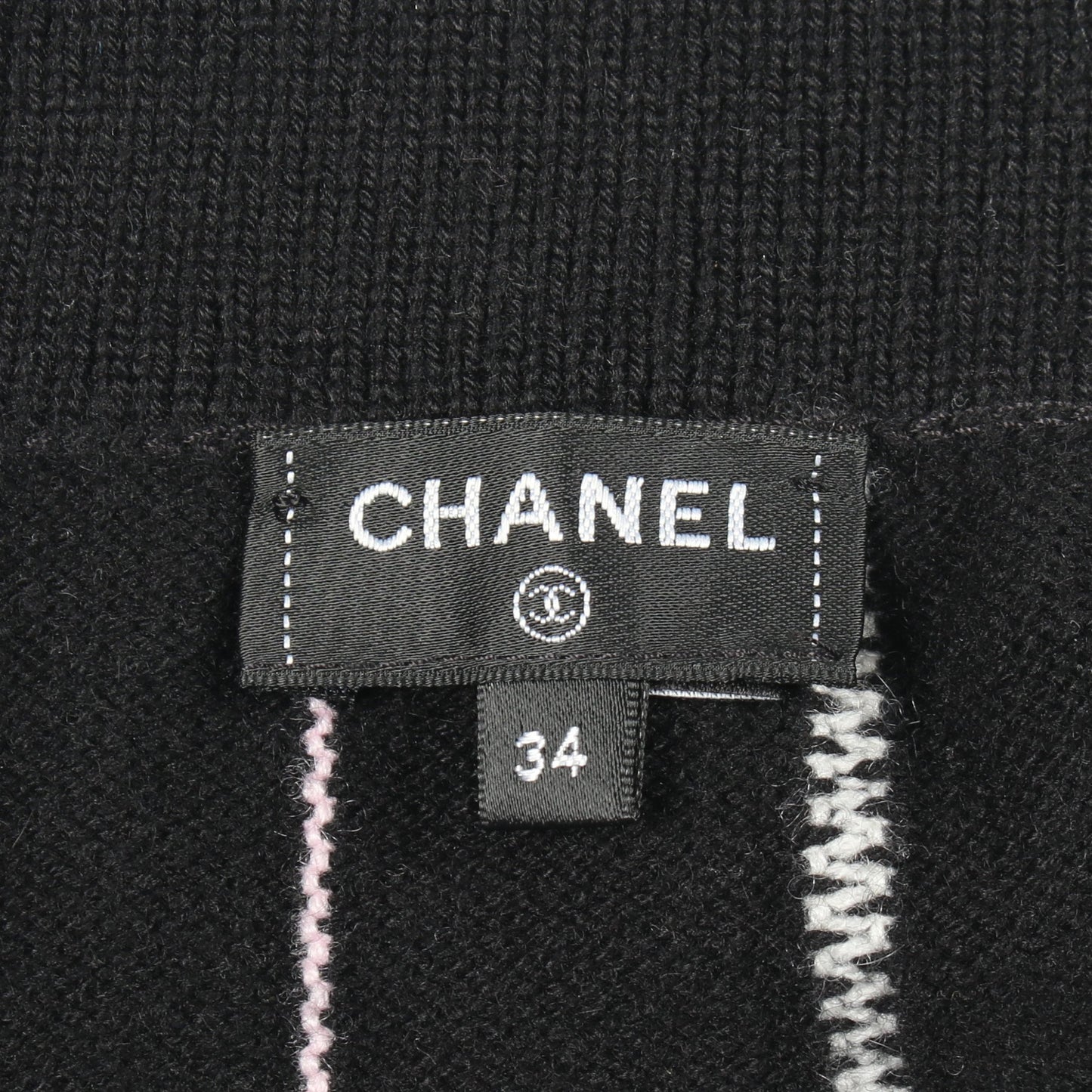 ココマークボタン ニット スカート ストライプ カシミヤ ブラック ホワイト ピンク シャネル ボトムス CHANEL