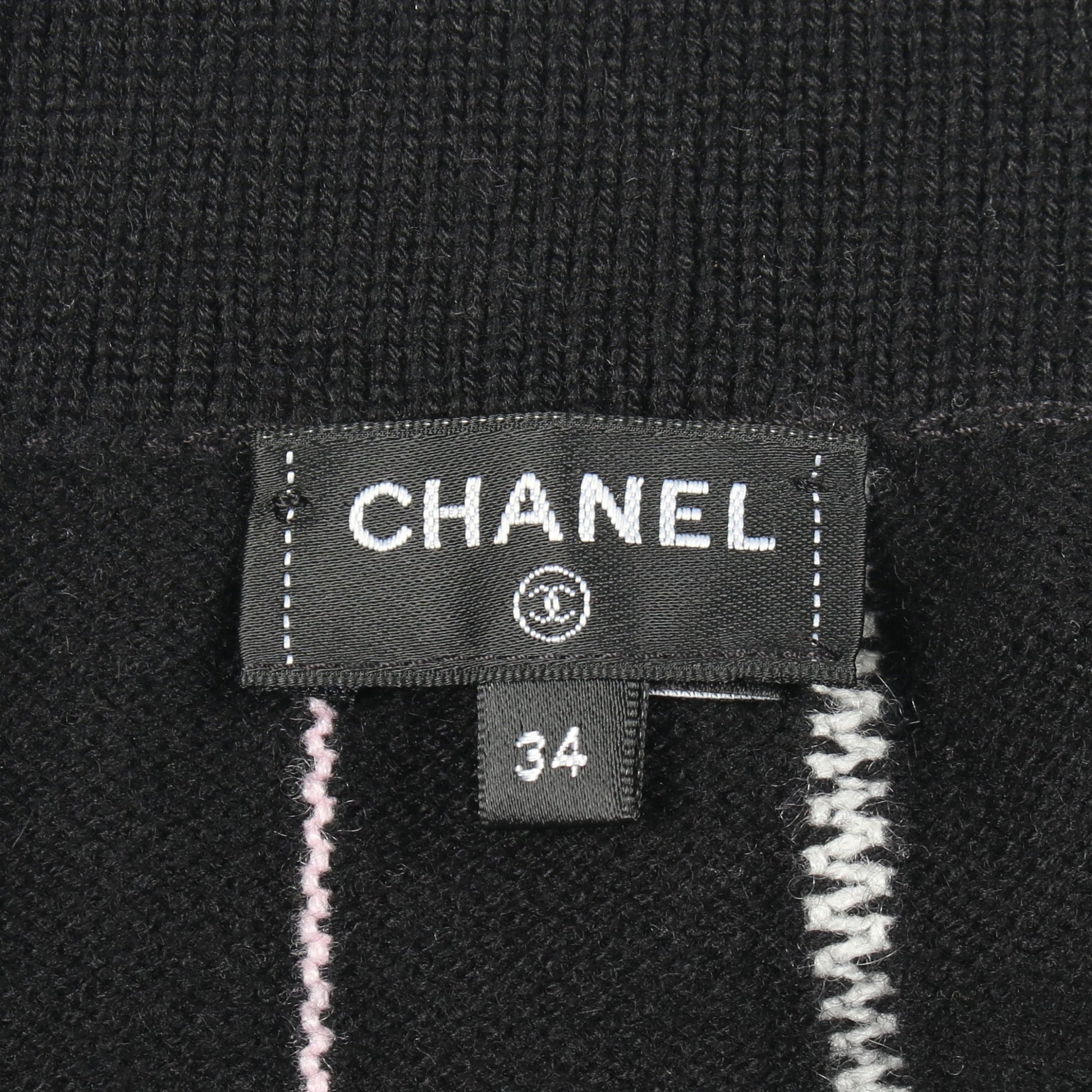ココマークボタン ニット スカート ストライプ カシミヤ ブラック ホワイト ピンク シャネル ボトムス CHANEL