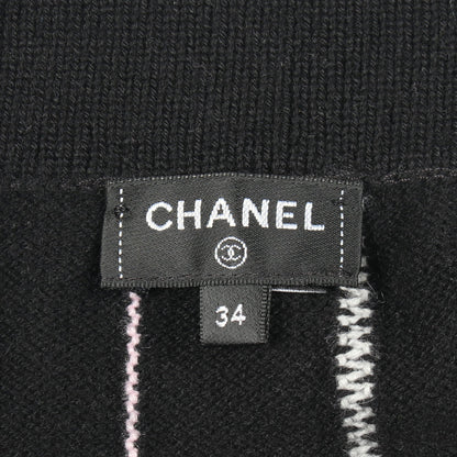 ココマークボタン ニット スカート ストライプ カシミヤ ブラック ホワイト ピンク シャネル ボトムス CHANEL