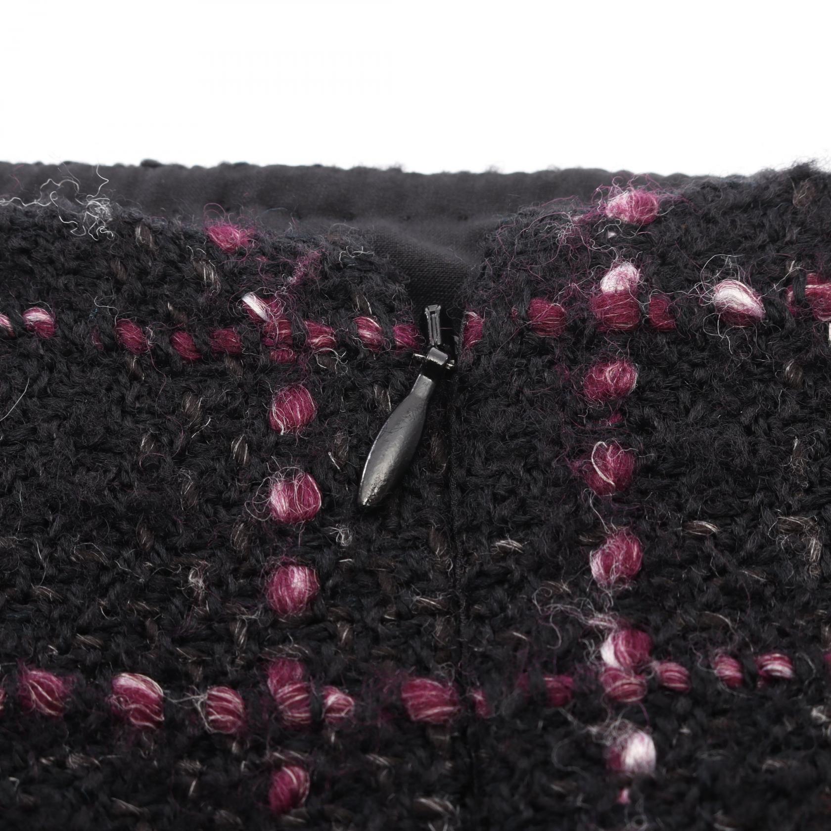 ココマークボタン ツイード スカート ウール ブラック パープル シャネル ボトムス CHANEL