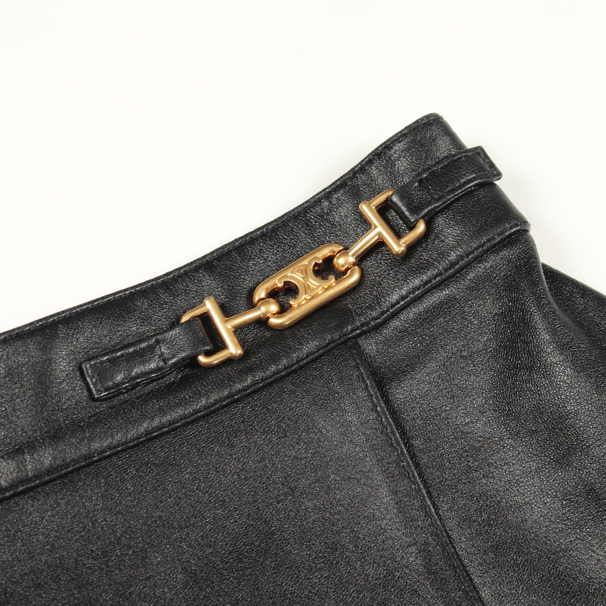 トリオンフ スカート ラムスキン ブラック セリーヌ ボトムス CELINE