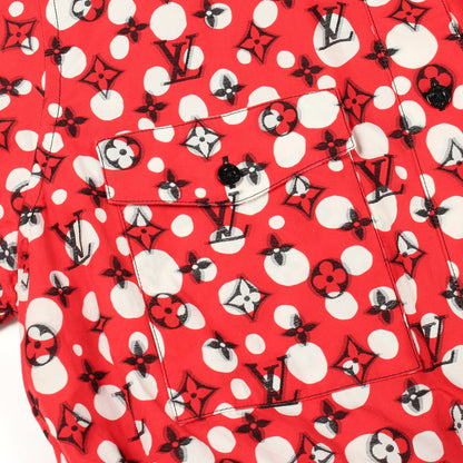 LOUIS VUITTON × yayoi kusama インフィニティドット モノグラム シャツワンピース 長袖 コットン レッド ホワイト ブラック ルイヴィトン ワンピース LOUIS VUITTON