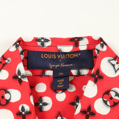 LOUIS VUITTON × yayoi kusama インフィニティドット モノグラム シャツワンピース 長袖 コットン レッド ホワイト ブラック ルイヴィトン ワンピース LOUIS VUITTON