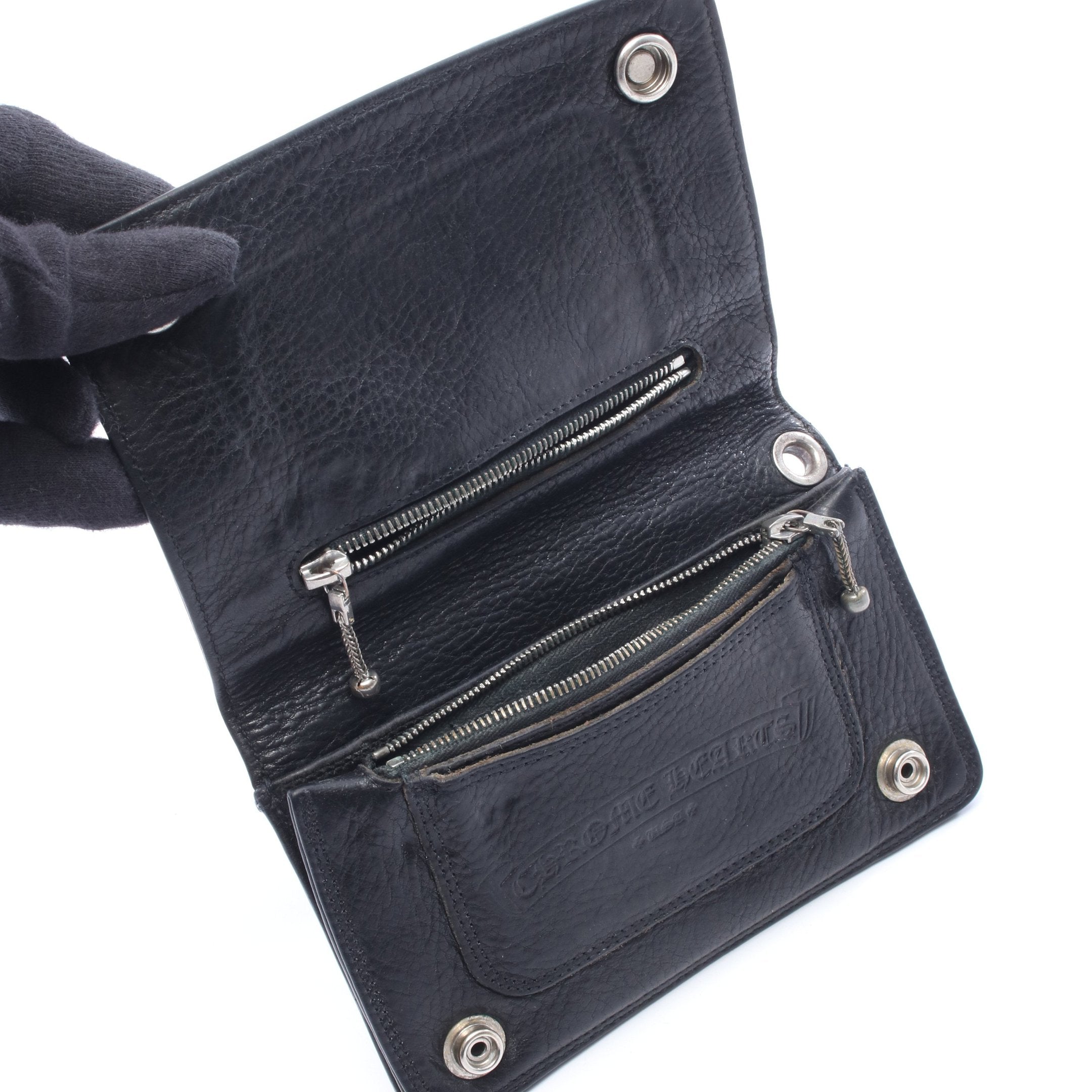 ラ*ル様 クロムハーツレザー二つ折り財布 CHROME HEARTS（クロムハーツ） TAXI WALLET タクシーウォレット 二
