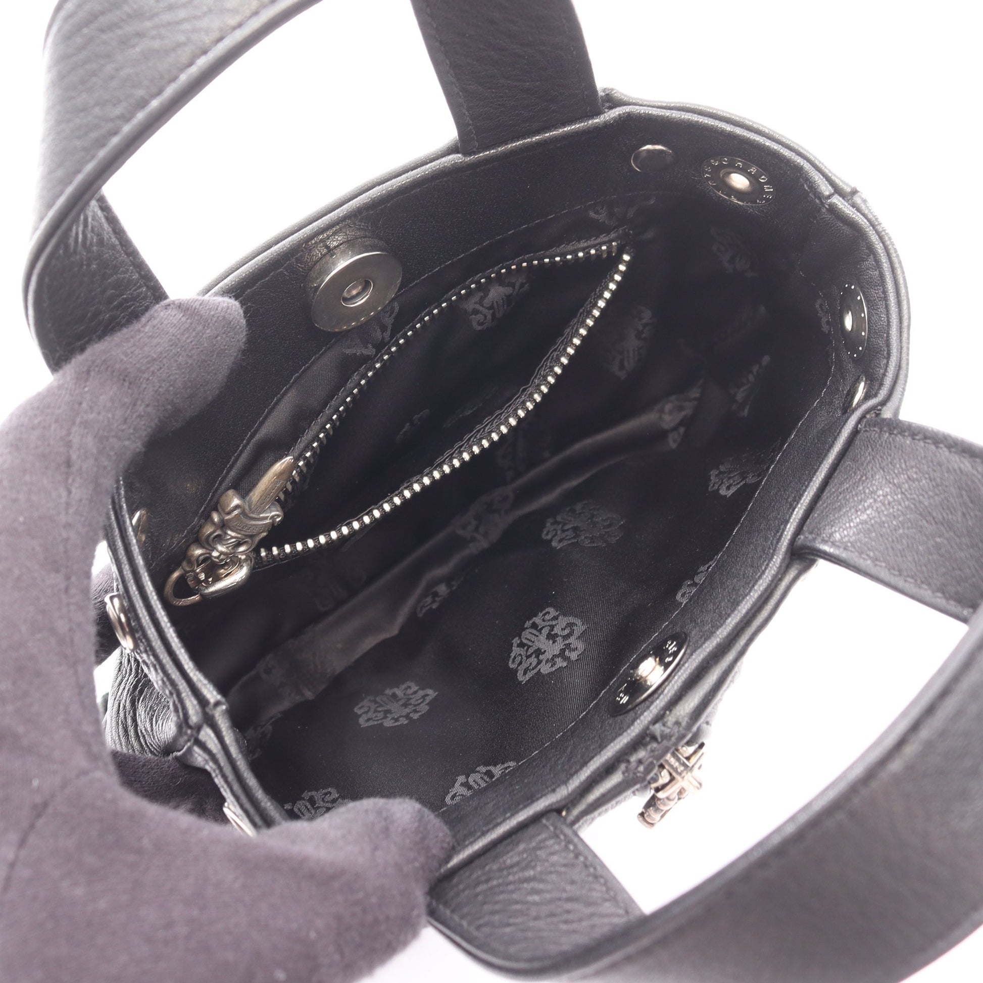 JJDean JJディーン ミニ ハンドバッグ レザー ブラック クロムハーツ バッグ Chrome Hearts