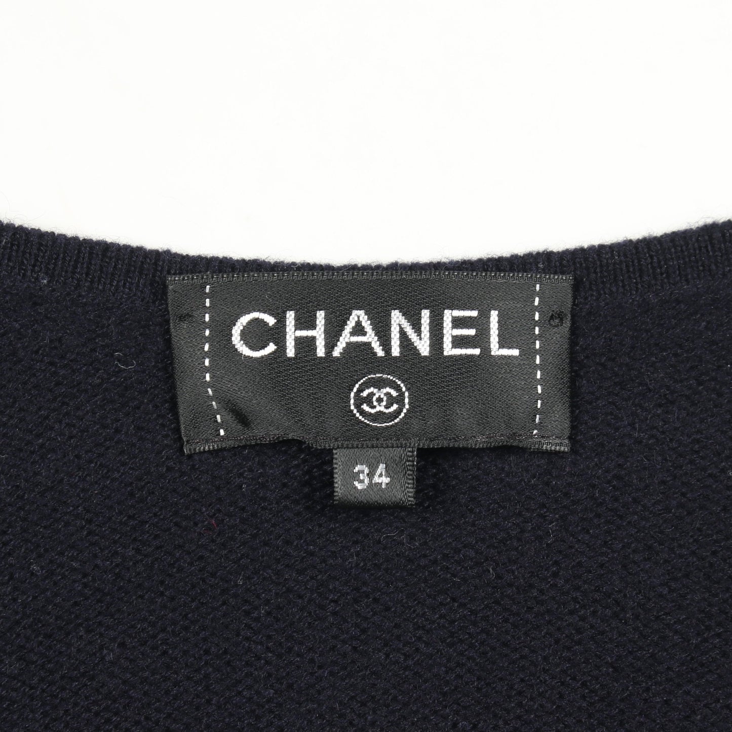 ココマークボタン ロング カーディガン カシミヤ ネイビー ホワイト シャネル トップス CHANEL