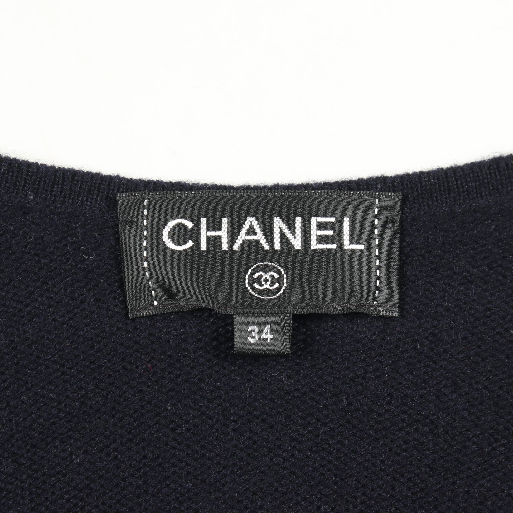 ココマークボタン ロング カーディガン カシミヤ ネイビー ホワイト シャネル トップス CHANEL