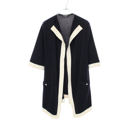 ココマークボタン ロング カーディガン カシミヤ ネイビー ホワイト シャネル トップス CHANEL