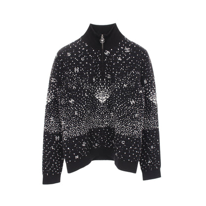 ココマーク ロゴ ニット ハーフジップ 総柄 ウール ブラック ネイビー ホワイト シャネル トップス CHANEL