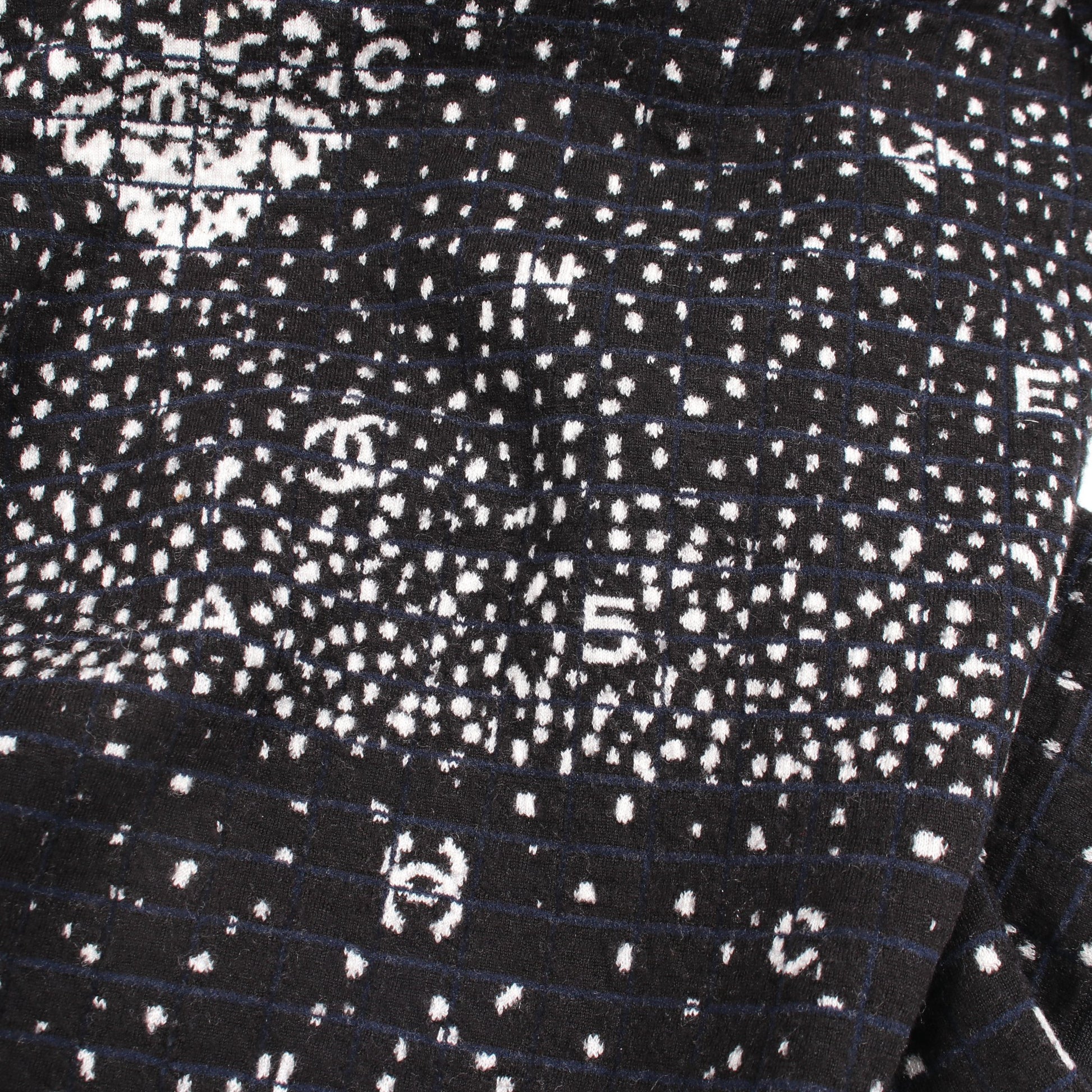 ココマーク ロゴ ニット ハーフジップ 総柄 ウール ブラック ネイビー ホワイト シャネル トップス CHANEL