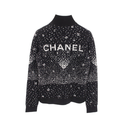 ココマーク ロゴ ニット ハーフジップ 総柄 ウール ブラック ネイビー ホワイト シャネル トップス CHANEL
