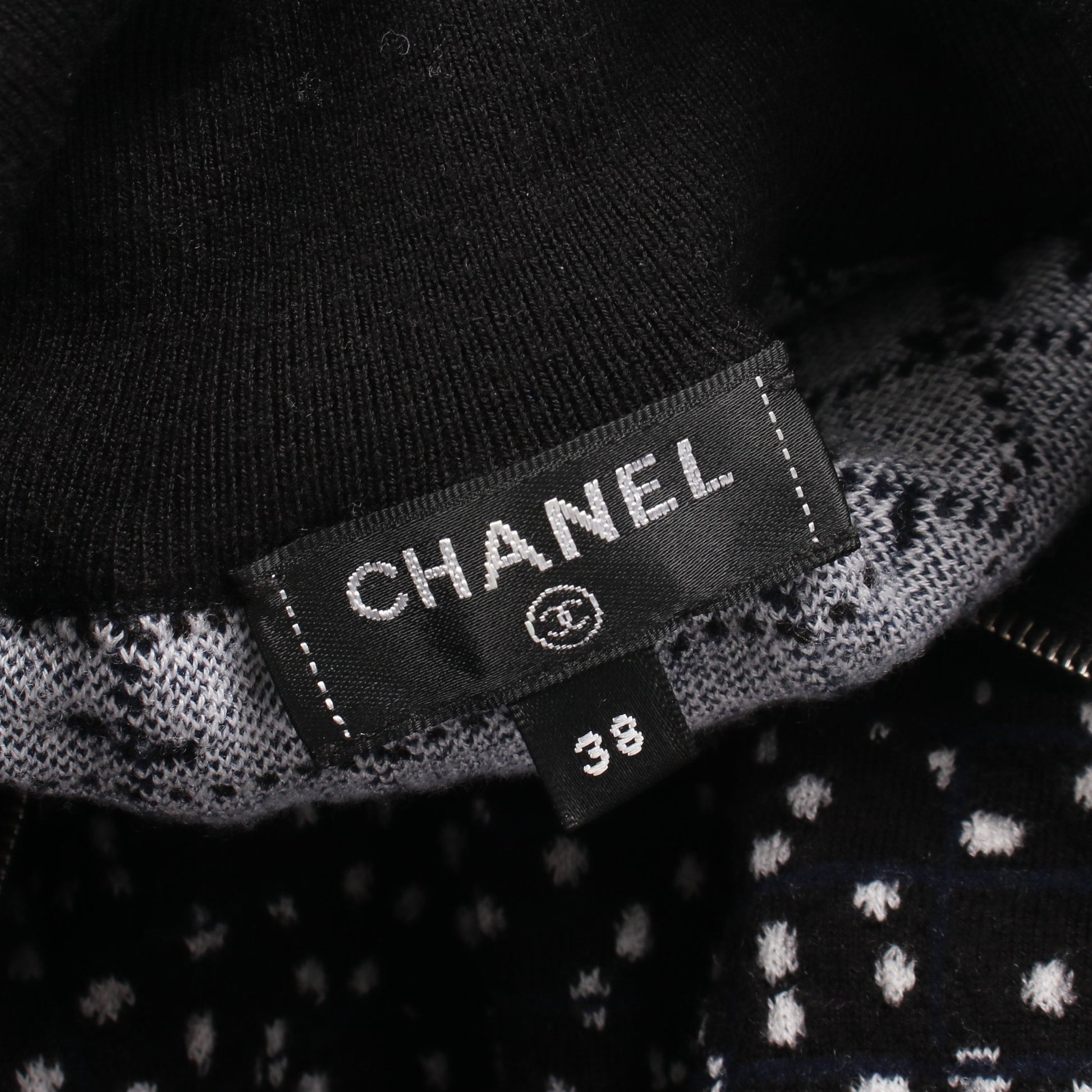 ココマーク ロゴ ニット ハーフジップ 総柄 ウール ブラック ネイビー ホワイト シャネル トップス CHANEL