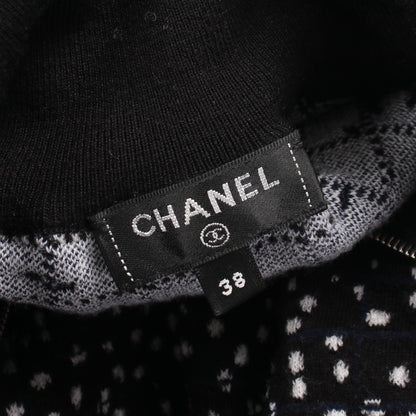 ココマーク ロゴ ニット ハーフジップ 総柄 ウール ブラック ネイビー ホワイト シャネル トップス CHANEL