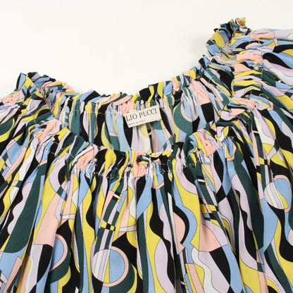 ブラウス 長袖 フリル 総柄 シルク マルチカラー エミリオプッチ トップス EMILIO PUCCI