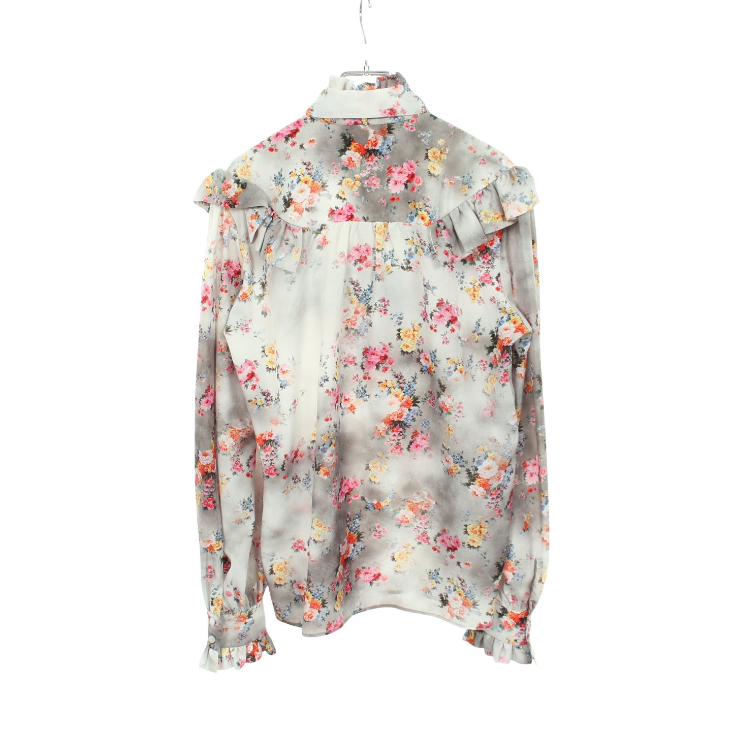 ブラウス 長袖 花柄 フリル グレー マルチカラー エムエスジーエム トップス MSGM