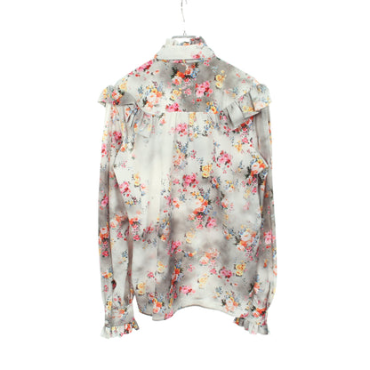 ブラウス 長袖 花柄 フリル グレー マルチカラー エムエスジーエム トップス MSGM