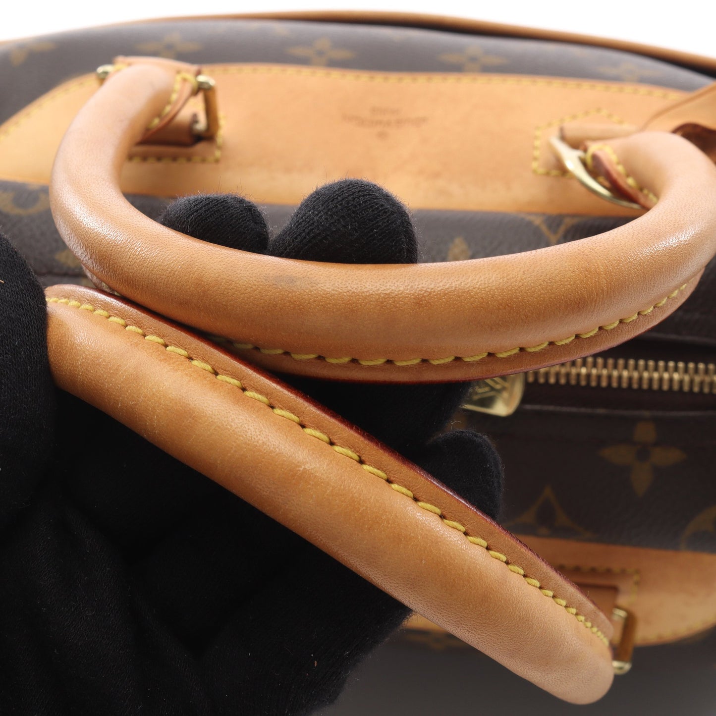 ドーヴィル ボーリングヴァニティ モノグラム ハンドバッグ PVC レザー ブラウン ルイヴィトン バッグ LOUIS VUITTON