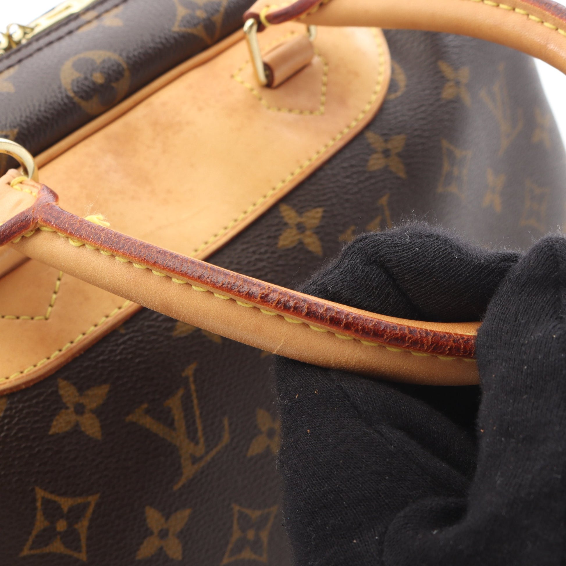 ドーヴィル ボーリングヴァニティ モノグラム ハンドバッグ PVC レザー ブラウン ルイヴィトン バッグ LOUIS VUITTON