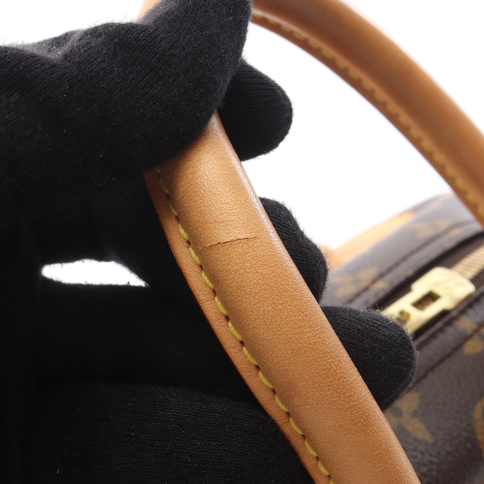 ドーヴィル ボーリングヴァニティ モノグラム ハンドバッグ PVC レザー ブラウン ルイヴィトン バッグ LOUIS VUITTON