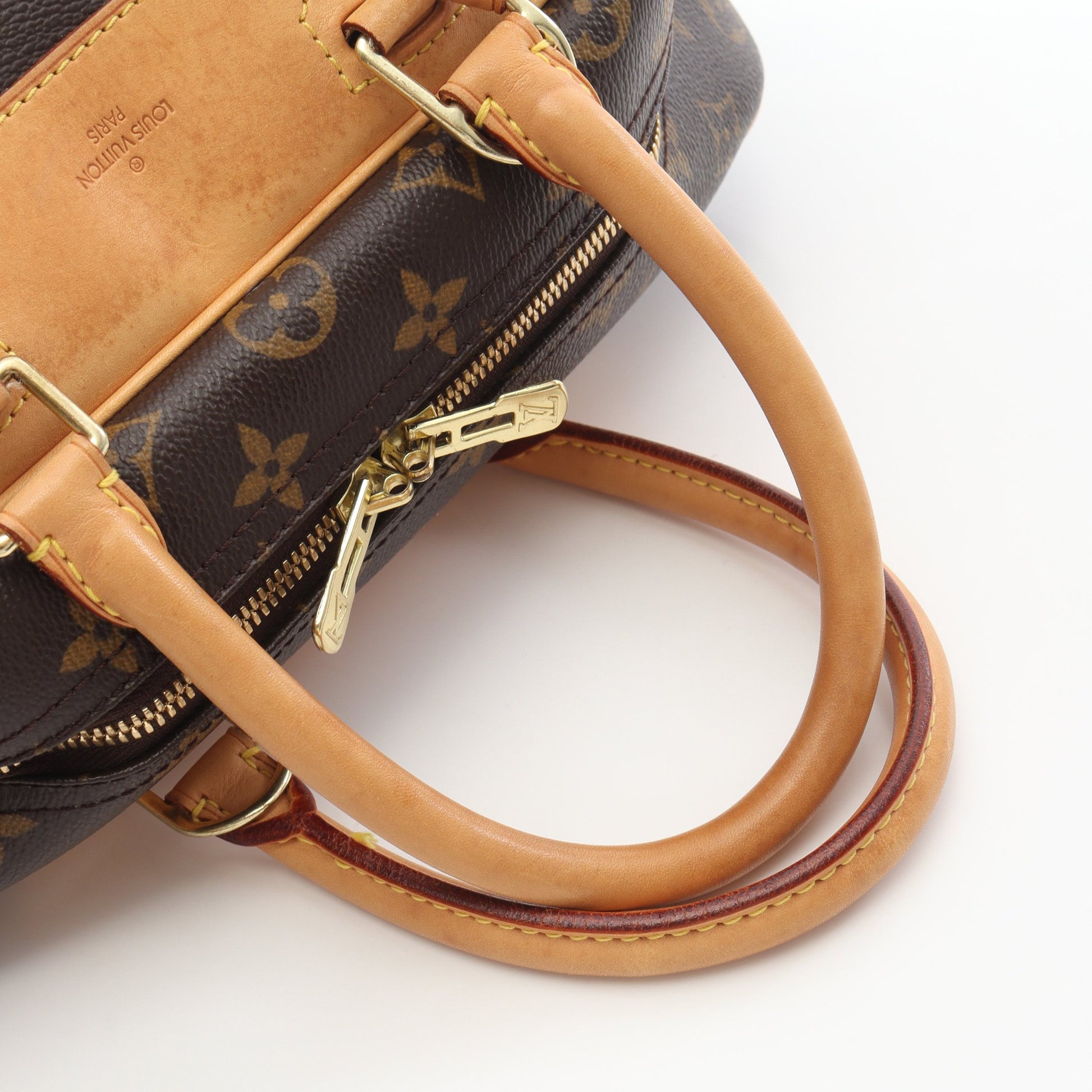 ドーヴィル ボーリングヴァニティ モノグラム ハンドバッグ PVC レザー ブラウン ルイヴィトン バッグ LOUIS VUITTON