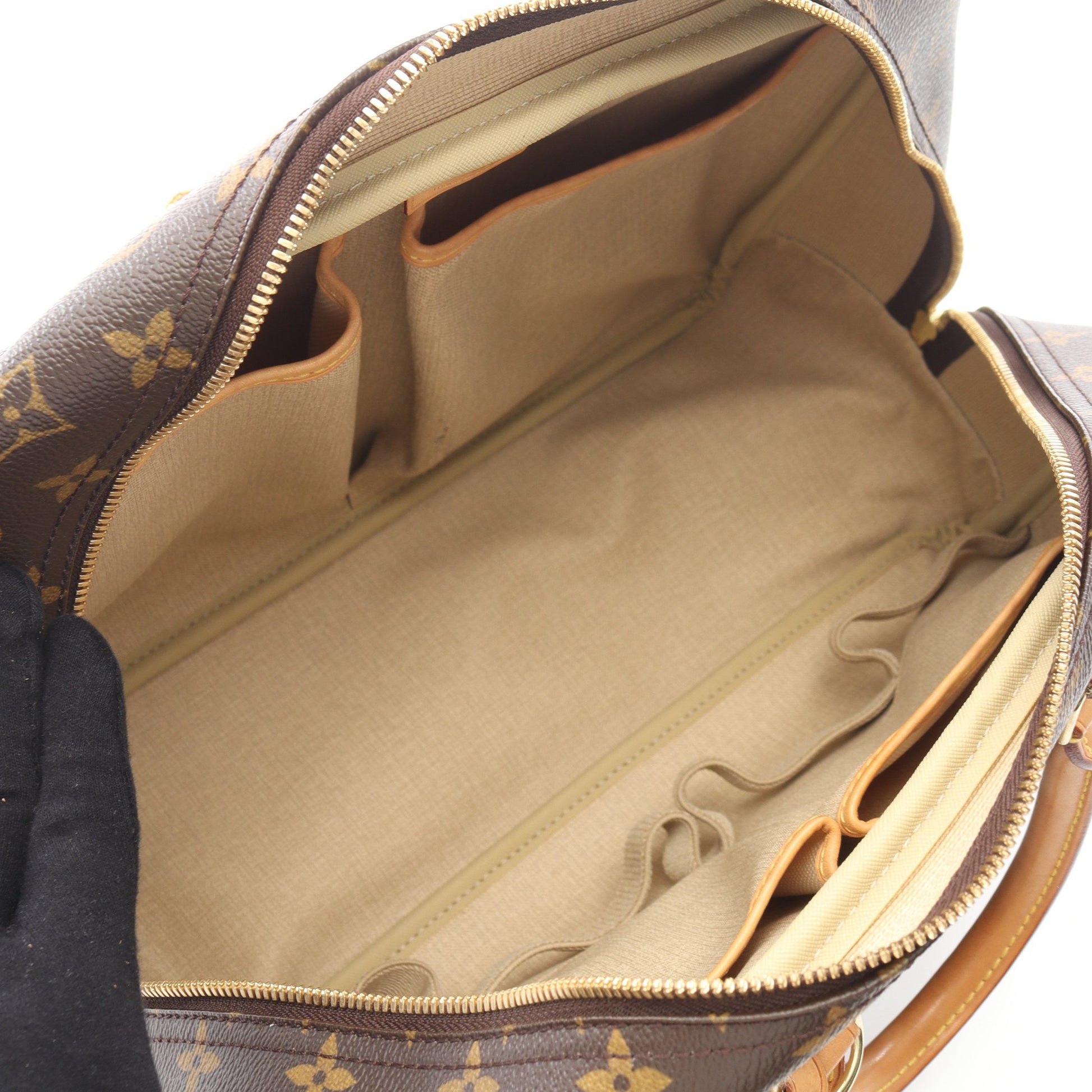 ドーヴィル ボーリングヴァニティ モノグラム ハンドバッグ PVC レザー ブラウン ルイヴィトン バッグ LOUIS VUITTON