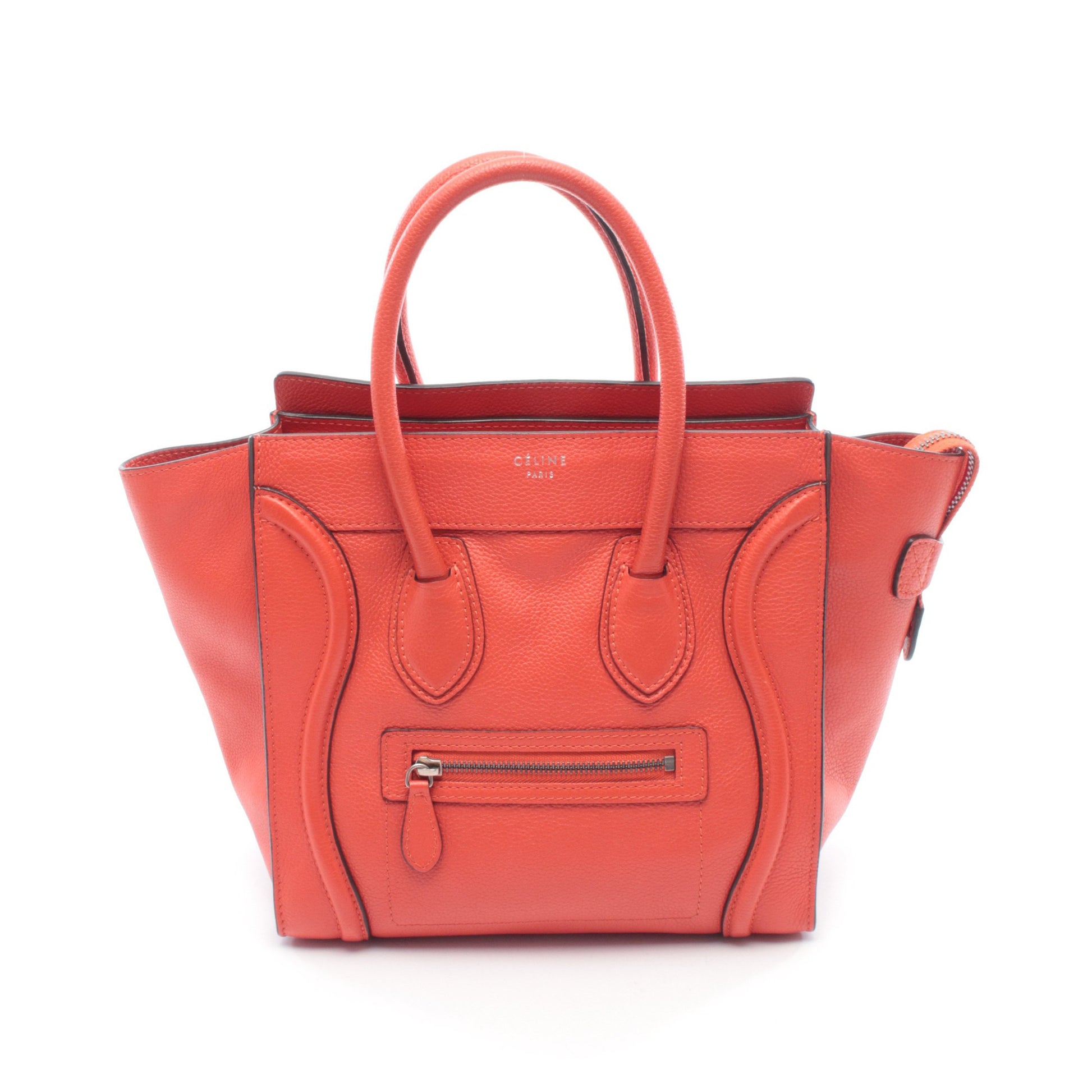 ラゲージ マイクロショッパー ハンドバッグ トートバッグ レザー オレンジレッド セリーヌ バッグ CELINE
