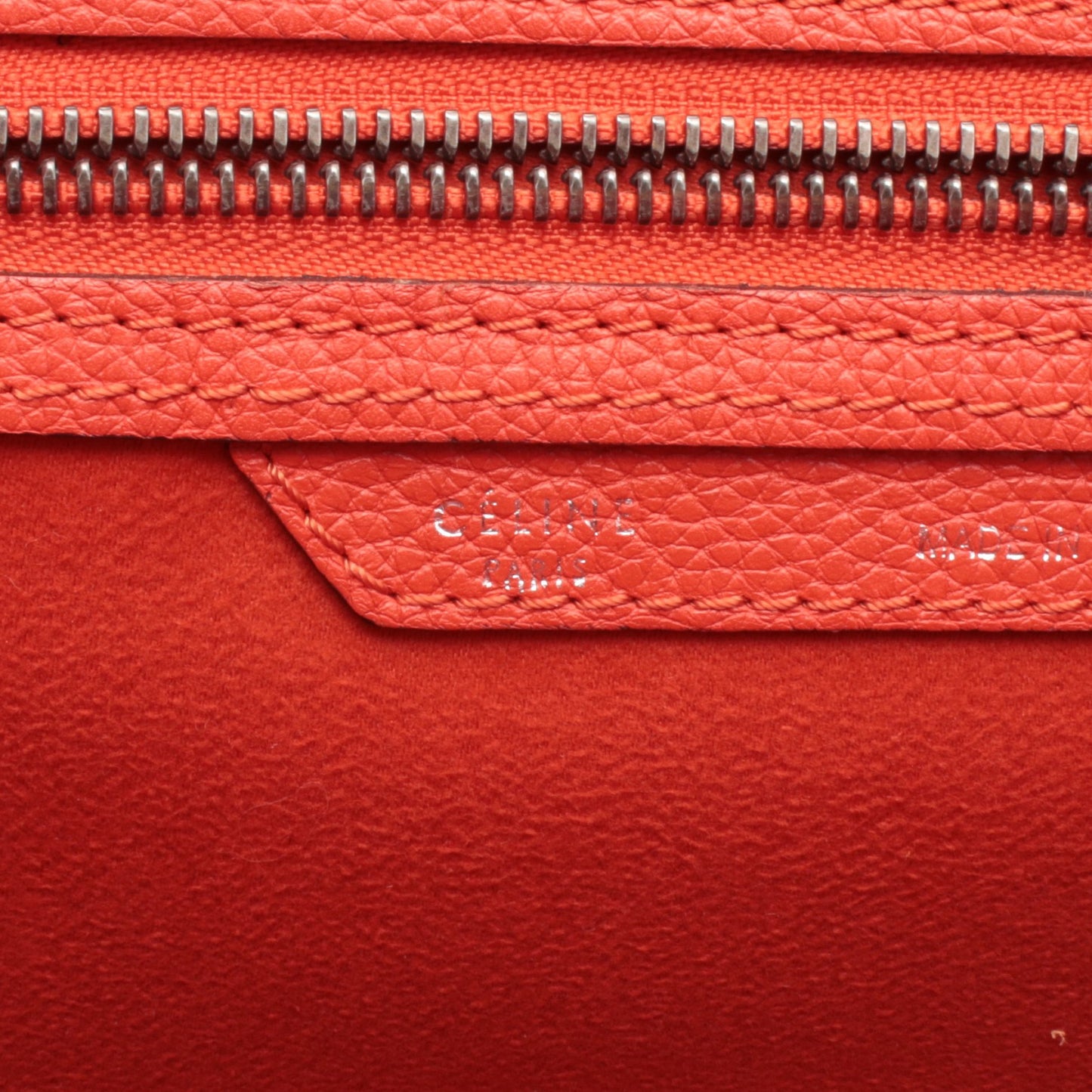 ラゲージ マイクロショッパー ハンドバッグ トートバッグ レザー オレンジレッド セリーヌ バッグ CELINE