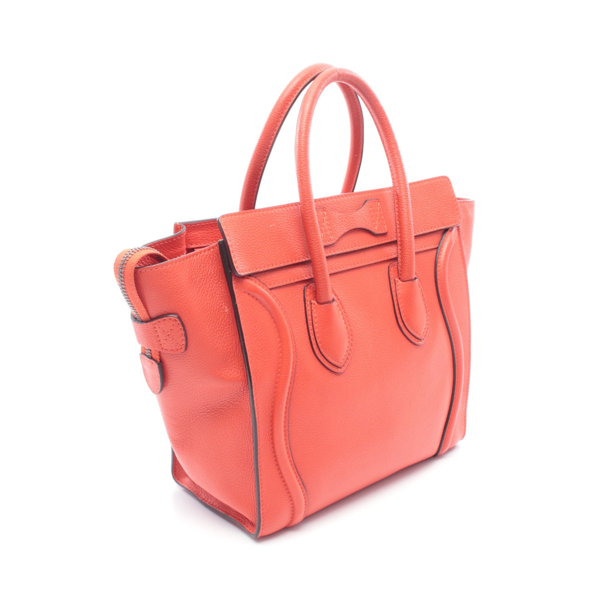 ラゲージ マイクロショッパー ハンドバッグ トートバッグ レザー オレンジレッド セリーヌ バッグ CELINE