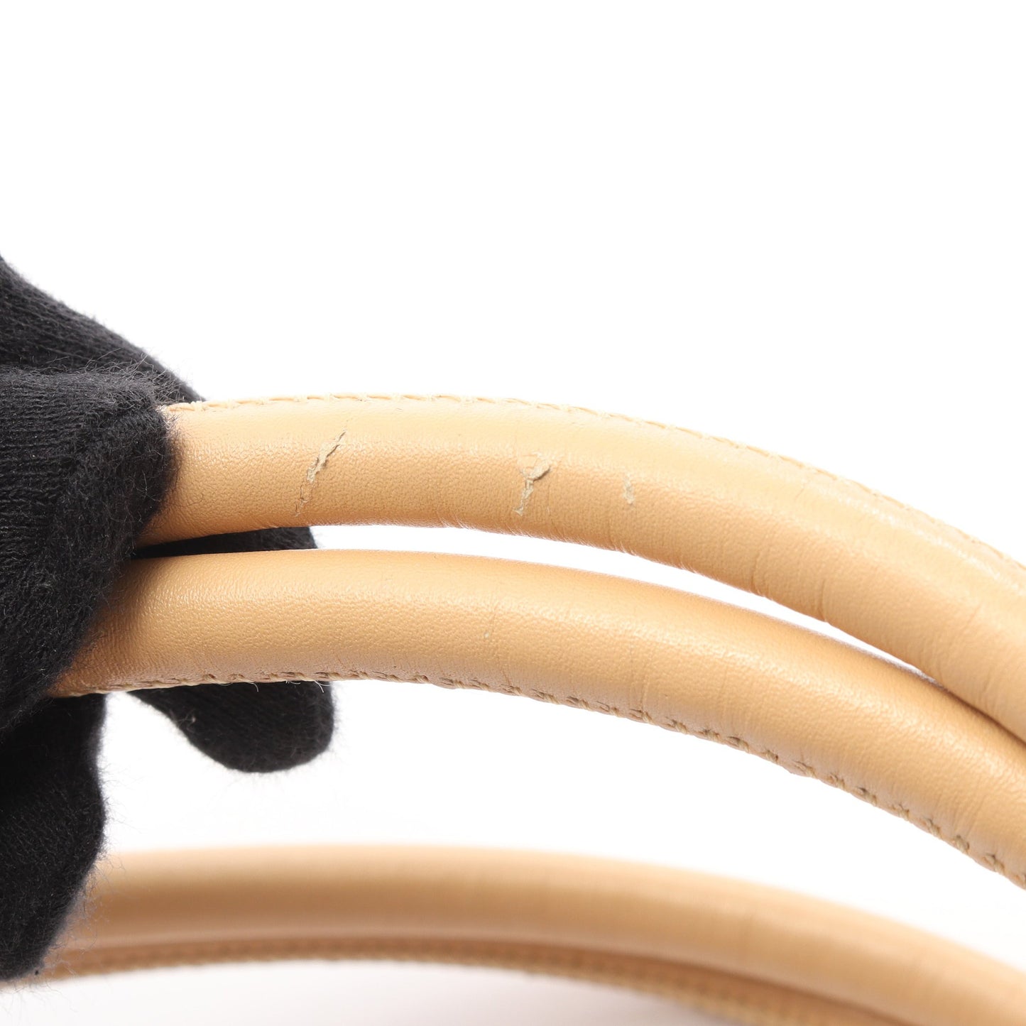カンボンライン ボーリングバッグ ショルダーバッグ レザー エナメルレザー ベージュ シルバー金具 シャネル バッグ CHANEL