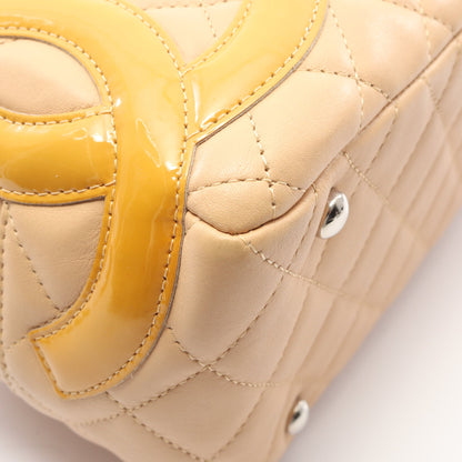 カンボンライン ボーリングバッグ ショルダーバッグ レザー エナメルレザー ベージュ シルバー金具 シャネル バッグ CHANEL