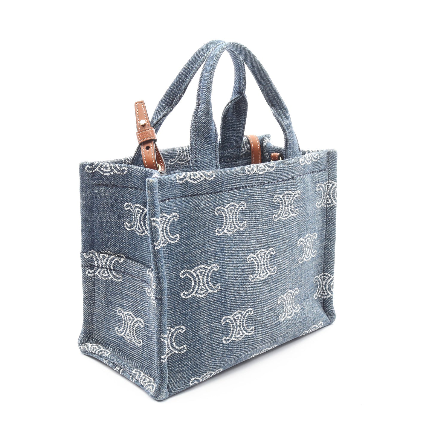 SMALL CABAS スモール カバ タイス ハンドバッグ トートバッグ デニム レザー インディゴブルー ブラウン 2WAY セリーヌ バッグ CELINE